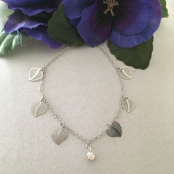 Silver Leaf Anklet - Picture 3 of 6